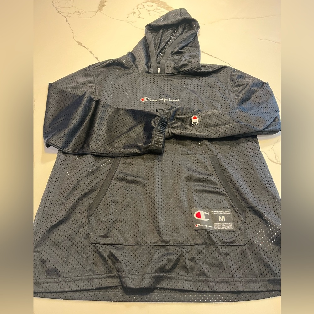 Champion mesh black long sleeve hoodie